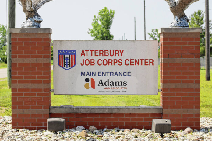 Entrance sign for Atterbury Job Corps Center